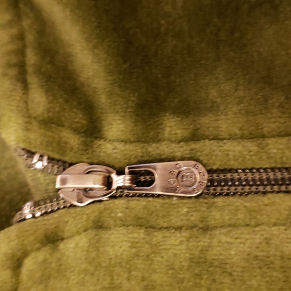 BCBG VINTAGE Green velour leisure suit Zip up Sweatshirt hoodie. LIKE NEW. - Picture 9 of 12